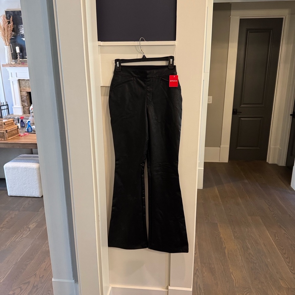 SPANX Brand New Black Faux Leather Wide Leg Pants